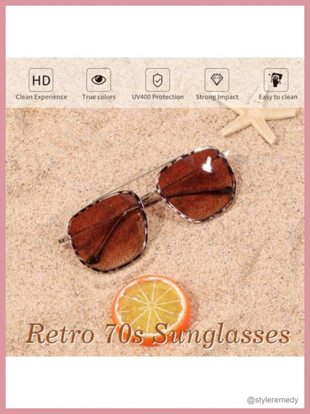 Retro Square Metal Frame Aviator Sunglasses UV400